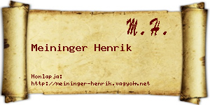 Meininger Henrik névjegykártya